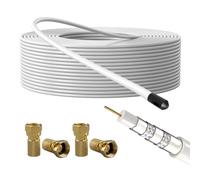 Lumonic Câble d'antenne RG6 135dB 25m + 4X F-fiche | 5 Fois blindé - Fini Les perturbations d'image | Câble Sat, câble coaxial Internet, câble TV