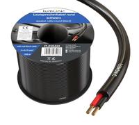 Lumonic Câble de Haut-Parleur 100m Noir Rond | 2X 0,75mm² CCA | Câble pour Enceintes Hi-FI | Câble Rond Audio | Professionnel AP Installation- Audio- Câble Rond