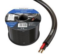 Lumonic Câble de Haut-Parleur 100m Noir Rond | 2X 4mm² CCA | Câble pour Enceintes Hi-FI | Câble Rond Audio | Professionnel AP Installation- Audio- Câble Rond
