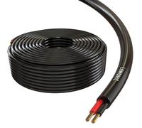 Lumonic Câble de haut-parleur 50m Noir | 2x 2,5mm² CCA | Câble pour enceintes hi-fi | Câble rond audio | Professionnel AP Installation- Audio- Câble rond
