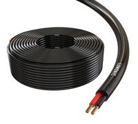 Lumonic Câble de Haut-Parleur 50m Noir Rond | 2X 0,75mm² CCA | Câble pour Enceintes Hi-FI | Câble Rond Audio | Professionnel AP Installation- Audio- Câble Rond