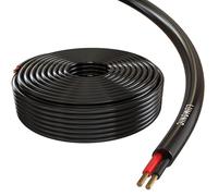 Lumonic Câble de Haut-Parleur 50m Noir Rond | CCA | Câble pour Enceintes Hi-FI | Câble Rond Audio | Professionnel AP Installation- Audio- Câble Rond