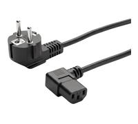 Lumonic Câble pour appareils électriques, prise Schuko à 90° vers C13 coudée à 90°, noir, 2 m, 230 V - Fiches coudées des deux côtés, pour racks et armoires de distribution, acheminement plat du câble