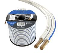 Lumonic Câbles de Haut-parleurs | 100m Blanc | 2X 1,5mm² CCA | Marque Bleue Câble pour Enceintes Hi-FI | Ligne Audio jumelée