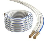 Lumonic Câbles de Haut-parleurs | 10m Blanc | 2X 4mm² CCA | Marque Bleue Câble pour Enceintes Hi-FI | Ligne Audio jumelée