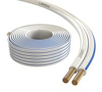 Lumonic Câbles de haut-parleurs | 50m Blanc | 2x 4mm² CCA | marque bleue Câble pour enceintes hi-fi | Ligne audio jumelée