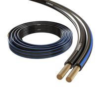 Lumonic Câbles de Haut-parleurs | 5m Noir | 2X 1,5mm² CCA | Marque Bleue Câble pour Enceintes Hi-FI | Ligne Audio jumelée