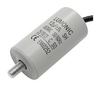 Lumonic Condensateur de démarrage 12µF 450V | avec Fil I 34x65mm I 12uF I Condensateur de moteur avec boîtier en plastique I Condensateur de service I pour pompes, tondeuses à gazon, outils