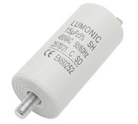 Lumonic Condensateur de démarrage 15µF 450V | avec Prise De Courant I 34x70mm I 15uF I Condensateur de moteur avec boîtier en plastique I Condensateur de service I pour pompes, tondeuses à gazon, outi