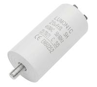 Lumonic Condensateur de démarrage 20µF 450V | avec Prise De Courant I 38x75mm I 20uF I Condensateur de moteur avec boîtier en plastique I Condensateur de service I pour pompes, tondeuses à gazon, outi