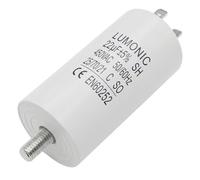 Lumonic Condensateur de démarrage 22µF 450V | avec Prise De Courant I 38x75mm I 22uF I Condensateur de moteur avec boîtier en plastique I Condensateur de service I pour pompes, tondeuses à gazon, outi