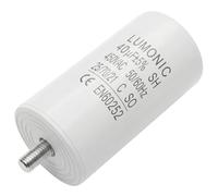 Lumonic Condensateur de démarrage 40µF 450V | avec Prise De Courant I 45x84mm I 40uF I Condensateur de moteur avec boîtier en plastique I Condensateur de service I pour pompes, tondeuses à gazon, outi