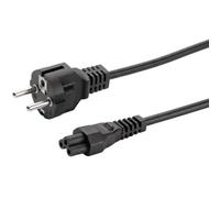 Lumonic Cordon d'alimentation Schuko vers C5 « trèfle », noir, 3 m, 230 V - Connecteur « trèfle » tripolaire, pour blocs d'alimentation d'ordinateurs portables et vidéoprojecteurs, résiste aux déplace