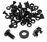 Lumonic Ecrous à Cage M6 | 20 pièces Kit Complet Noir | Vis pour Rack avec rondelle Anti-Rayures | pour Armoire de réseau 19 Pouces & 10 Pouces Panneau de Brassage Armoire de Serveur