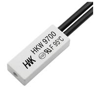 Lumonic HKW9700 Interrupteur de température flat | 95°C ± 5°C | Contact NC NC | max. AC 250V/5A | max. DC 24V/8A | Câble 70mm | 21x8x4mm | Interrupteur thermique, bimétallique, KSD9700 | Moteurs, bloc