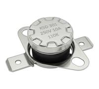 Lumonic KSD301 Interrupteur de température rond | 110°C ± 5°C | Contact à fermeture NO | max. 250V AC/10A | Prise plate | Ø15×12mm | Interrupteur thermique, bimétallique | Machines à café, fers à repa
