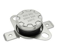 Lumonic KSD301 Interrupteur de température rond | 200°C ± 5°C | Contact NC NC | max. 250V AC/10A | Prise plate | Ø15×12mm | Interrupteur thermique, bimétallique | Machines à café, fers à repasser, fou