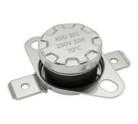 Lumonic KSD301 Interrupteur de température rond | 70°C ± 5°C | Contact NC NC | max. 250V AC/10A | Prise plate | Ø15×12mm | Interrupteur thermique, bimétallique | Machines à café, fers à repasser, four