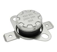 Lumonic KSD301 Interrupteur de température rond | 95°C ± 5°C | Contact à fermeture NO | max. 250V AC/10A | Prise plate | Ø15×12mm | Interrupteur thermique, bimétallique | Machines à café, fers à repas