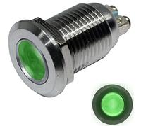 Lumonic LED lampe de contrôle 12mm verte en acier inoxydable I Lampe de signalisation avec raccord à vis - IP67 I Lampe de signalisation pour voiture avec tension LED 6V, 12V & 24V