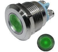 Lumonic LED lampe de contrôle 22mm verte en acier inoxydable I Lampe de signalisation avec raccord à vis - IP67 I Lampe de signalisation pour voiture avec tension LED 6V, 12V & 24V