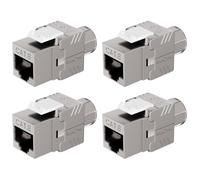 Lumonic Lot de 4 Keystone RJ45 CAT8.1 | Montage sans outil | T568A/B code couleur | pour prise murale & panneau de brassage | PoE, jusqu'à 40 Gbit/s | Blindage à 360° | Décharge de traction avec écrou