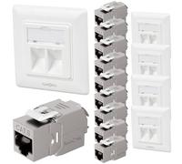 Lumonic Lot de 5 Cadre Keystone encastré INCL. 2X Module CAT8 | 2 Ports Snap-in I Montage Keystone sans Outil | Système Standard 55 | Ethernet jusqu'à 40 Gbit/s AWG22-24 | RJ45 entièrement blindé |