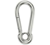 Lumonic Mousqueton avec œil V4A acier inoxydable | 10x100mm | Inoxydable + résistant à l'eau de mer | évite les torsions gênantes | pour voile d'ombrage, hamac, chien, camping