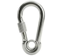 Lumonic Mousqueton avec sécurité + œil V4A acier inoxydable | 6x60mm | Inoxydable + résistant à l'eau de mer | empêche la torsion + pas d'ouverture accidentelle | pour voile d'ombrage, hamac, chien, c