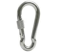 Lumonic Mousqueton avec sécurité V4A acier inoxydable | 8x80mm | Inoxydable + résistant à l'eau de mer | la sécurité empêche toute ouverture involontaire | pour voile d'ombrage, hamac, chien, camping