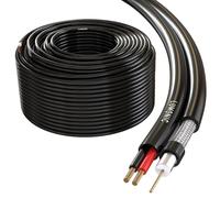 Lumonic RG59 RG59 Câble coaxial + Ligne électrique 100m | Câble de Surveillance CCTV avec Alimentation | Câble combiné 75 ohms, Double Blindage, 90dB Amortissement, Vidéo + Électricité