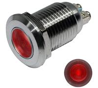 Lumonic Témoin lumineux LED 16 mm rouge en acier inoxydable avec raccord à vis - IP67 I Lampe de signalisation automobile avec tension LED 6V, 12 V et 24 V