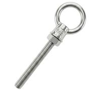 Lumonic Vis à œillets en acier inoxydable V2A, avec écrou et rondelle en U, M8 x 80 mm, montage traversant, vis à anneau pour voile d'ombrage, hamac, balançoire et chaînes