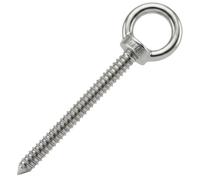 Lumonic Vis à œillets en acier inoxydable V2A avec filetage à bois - M10 x 100 mm - Fixation sur poutres/poteaux en bois - Vis à anneau pour voile d'ombrage, hamac, balançoire et chaînes