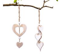 LUMOOM 2 pièces de décoration en Forme de cœur en Bois Suspendu, décoration en Bois en Forme de cœur pour fenêtre, Cadeau, Ornement Murale Suspendue, fenêtre, pour Cadeau, Mariage (A+B)
