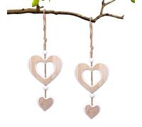 LUMOOM 2 pièces de décoration en Forme de cœur en Bois Suspendu, décoration en Bois en Forme de cœur pour fenêtre, Cadeau, Ornement Murale Suspendue, fenêtre, pour Cadeau, Mariage (B)