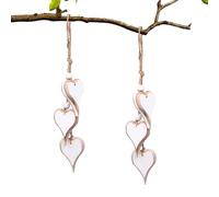 LUMOOM 2 pièces de décoration en Forme de cœur en Bois Suspendu, décoration en Bois en Forme de cœur pour fenêtre, Cadeau, Ornement Murale Suspendue, fenêtre, pour Cadeau, Mariage (A)