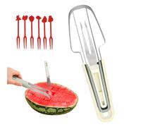 LUMOOM 3-en-1 Coupes à la fourche de pastèque, pastèques adapter l'acier inoxydable, coupeurs de melon, coupeurs fruits pour pastèque, papaye, cantaloup (Beige)