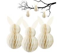 LUMOOM 3 pièces de décoration Pâques Boules alvéolées, Lapin Pâques en Papier Pliable, Lapin alvéolé en Papier Soie, Lapins Pâques à Suspendre pour l'extérieur, réutilisables (Blanc)