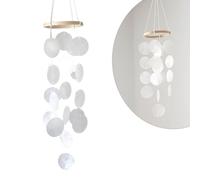 LUMOOM Carillon éolien bohème, attrape-rêve, guirlande, son unique et magnifique, carillon éolien à suspendre pour terrasse, pelouse, jardin, cercle (blanc)