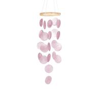 LUMOOM Carillon éolien en coquillage, décoration bohème, attrape-rêves, guirlandes, son unique et magnifique, carillon éolien à suspendre pour terrasse, pelouse, jardin, cercle (rose)