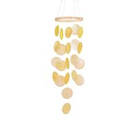 LUMOOM Carillon éolien en coquillage, décoration bohème, attrape-rêves, guirlandes, son unique et magnifique, carillon éolien à suspendre pour terrasse, pelouse, jardin, cercle (jaune)