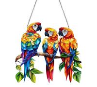 LUMOOM Décoration de fenêtre à suspendre, oiseau, vitrail, attrape-soleil colibri, à suspendre sur les fenêtres, pendentif oiseau en acrylique avec chaîne, suspension de fenêtre, porte, décoration