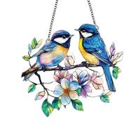 LUMOOM Décoration de fenêtre à suspendre - Oiseau - Vitrail coloré - Attrape-soleil colibri - À suspendre aux fenêtres - Pendentif en acrylique avec chaîne - Décoration pour la maison, le studio