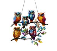LUMOOM Décoration de fenêtre à suspendre - Oiseau - Vitrail coloré - Attrape-soleil colibri à suspendre aux fenêtres - Pendentif oiseau en acrylique avec chaîne - Décoration pour la maison, le studio