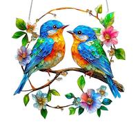 LUMOOM Décoration de fenêtre à suspendre - Oiseau - Vitrail coloré - Attrape-soleil colibri - À suspendre aux fenêtres - Pendentif oiseau en acrylique avec chaîne - Décoration pour la maison (deux