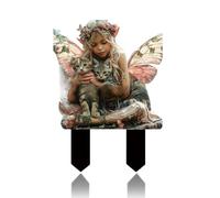 LUMOOM - Figurine Troll - Sculpture de Jardin - Résistante aux Intempéries - Fée et Deux Chats