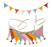 LUMOOM Guirlande de fanions pour Chambre d'enfant 2.6 m, Guirlande pour Chambre d'enfant Fanion décoratif, Tissu en Mousseline de Coton, Décoration pour Fille et garçon (Couleur de Bonbon)