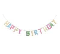 LUMOOM Joyeux Anniversaire Garland, Non tissé d'anniversaire Garland réutilisable, bannière Lettres Couleurs Pastel, Tissu Guirlande d'anniversaire 3,5 m, pour l'enfant, Adultes (Fleurs colorées)