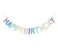LUMOOM Joyeux Anniversaire Garland, Non tissé d'anniversaire Garland réutilisable, bannière Lettres Couleurs Pastel, Tissu Guirlande d'anniversaire 3,5 m, pour l'enfant, Adultes (Couleur Macaron)